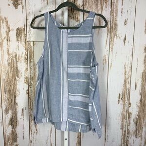 Ellen Tracy, Striped Linen Tank Top in Blue and White. Size similar to a Large.